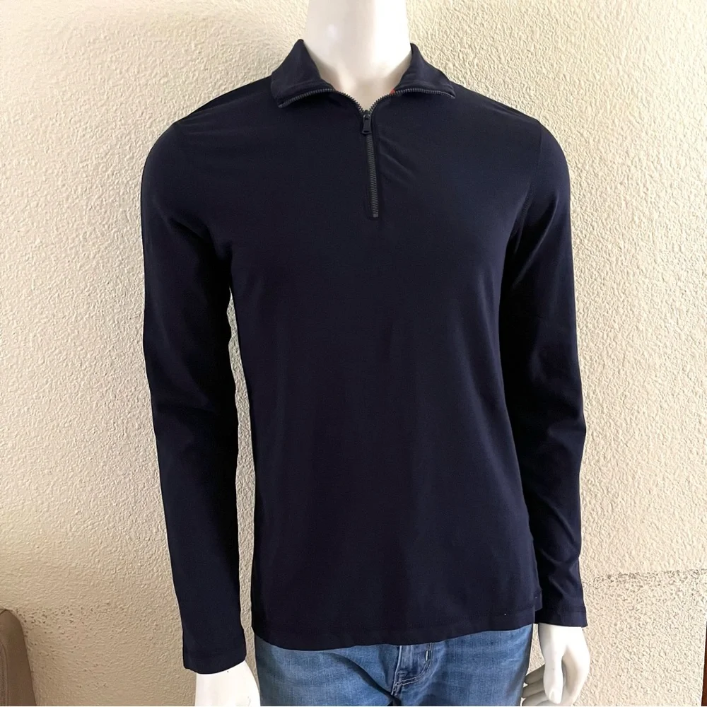 Banana Republic Men's Black Long Sleeve, mock neck, 1/4 zip pullover shirt Sz M